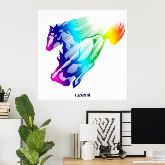 Rainbow-Pferd mit Bewegungsweg Poster (Heimbüro)