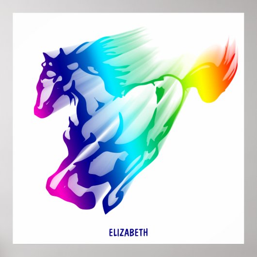 Rainbow-Pferd mit Bewegungsweg Poster (Vorne)