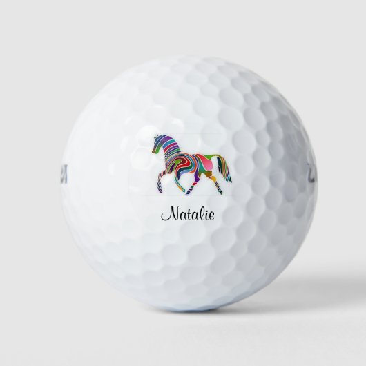Rainbow Pferd - Name hinzufügen Golfball (Vorderseite)