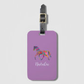 Rainbow Pferd no2 - Ihr Name Gepäckanhänger (Vorderseite Vertikal)