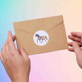 Rainbow-Pferd - personalisiert Runder Aufkleber