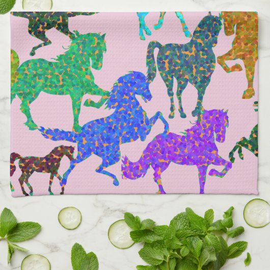 Rainbow Pferde Geschirrtuch (Gefaltet)