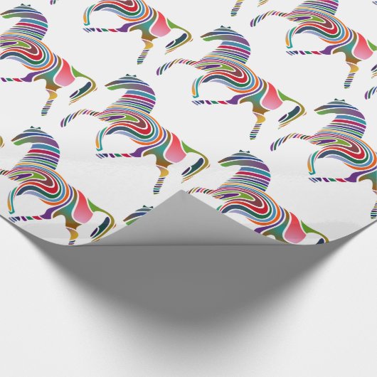 Rainbow-Pferdedesign Geschenkpapier (Ecke)