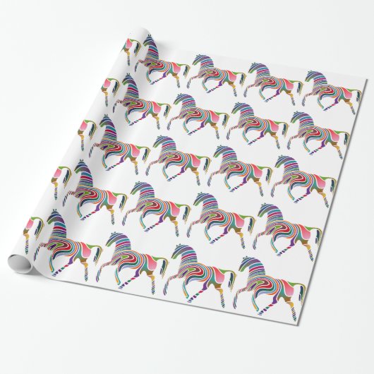 Rainbow-Pferdedesign Geschenkpapier (Ungerollt)