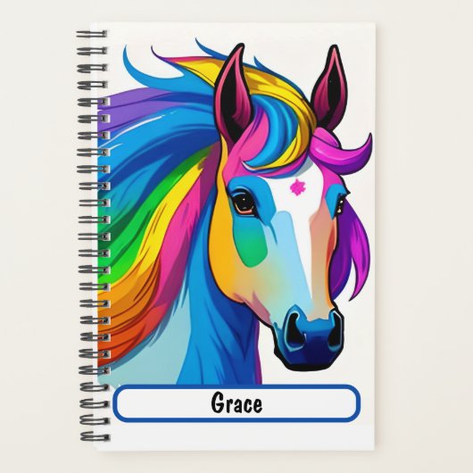 Rainbow-Pferdeplaner mit individualisierbarem Name Planer (Vorderseite)