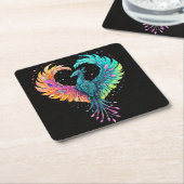 Rainbow Phoenix Herz Rechteckiger Pappuntersetzer (angewinkelt)