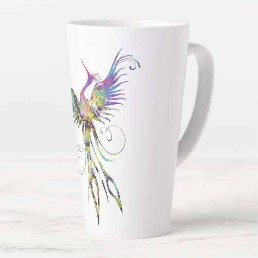 Rainbow Phoenix Latte Tasse von Brow Bird (Rechte Ecke)
