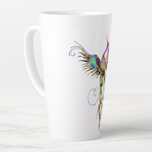 Rainbow Phoenix Latte Tasse von Brow Bird (Linke Ecke)
