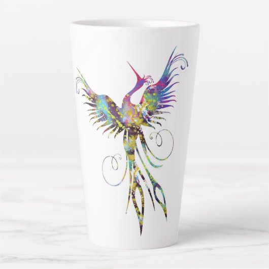 Rainbow Phoenix Latte Tasse von Brow Bird (Vorderseite)