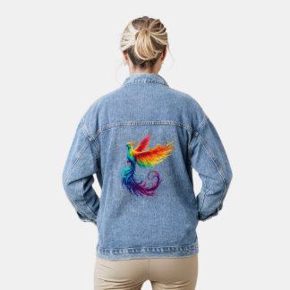 Rainbow Phoenix mit Pride LGBTQ Bird Jeansjacke