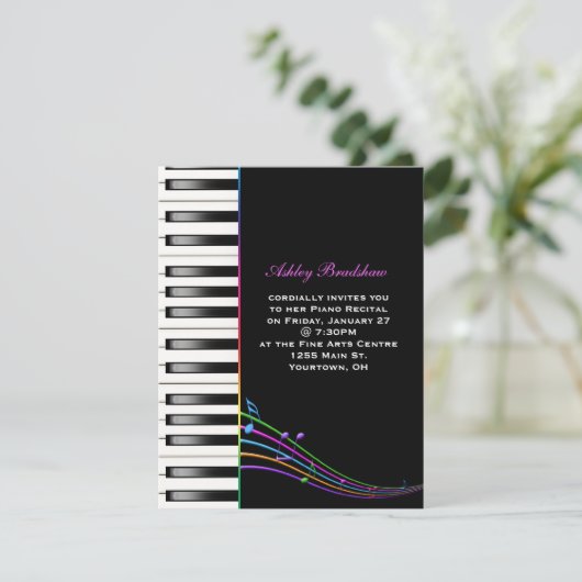 Rainbow Piano Erwägungsgrund Einladung (Stehend Vorderseite)