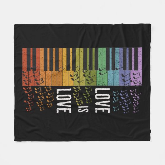 Rainbow Piano Fleecedecke (Vorderseite (Horizontal))