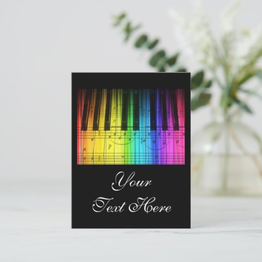 Rainbow Piano Keyboard and Notes Postkarte (Stehend Vorderseite)