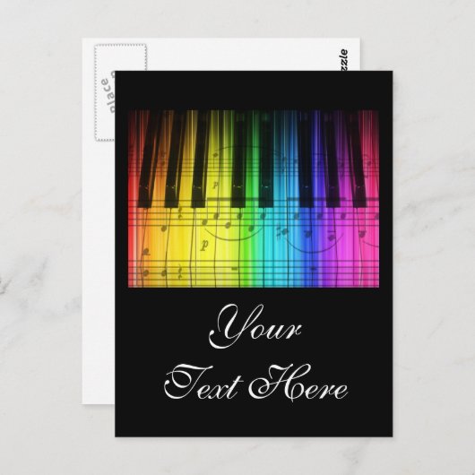 Rainbow Piano Keyboard and Notes Postkarte (Vorne/Hinten)