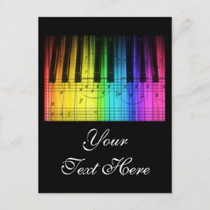 Rainbow Piano Keyboard and Notes Postkarte