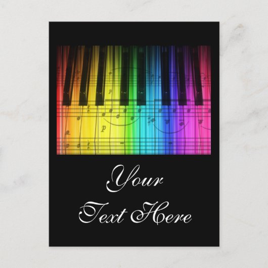 Rainbow Piano Keyboard and Notes Postkarte (Vorderseite)