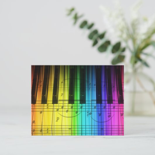 Rainbow Piano Keyboard and Notes Postkarte (Stehend Vorderseite)