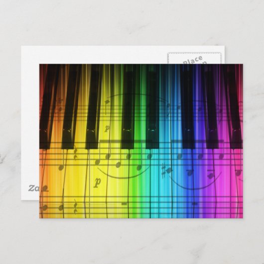 Rainbow Piano Keyboard and Notes Postkarte (Vorne/Hinten)