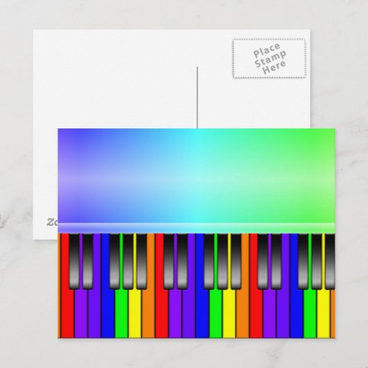 Rainbow Piano Keyboard Postkarte (Vorne/Hinten)