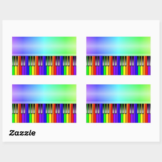 Rainbow Piano Keyboard Rechteckiger Aufkleber (Blatt)