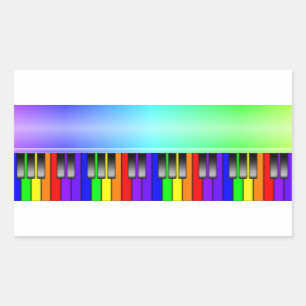 Rainbow Piano Keyboard Rechteckiger Aufkleber