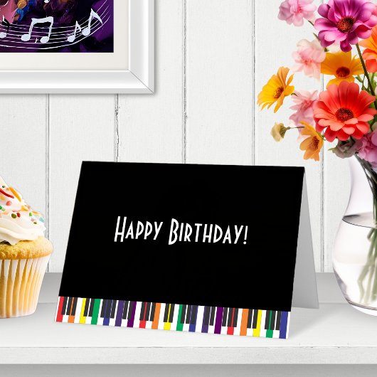 Rainbow Piano Keys Birthday Karte