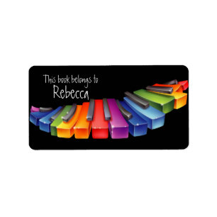 Rainbow Piano Keys Buchzeichen Labels Adressaufkleber