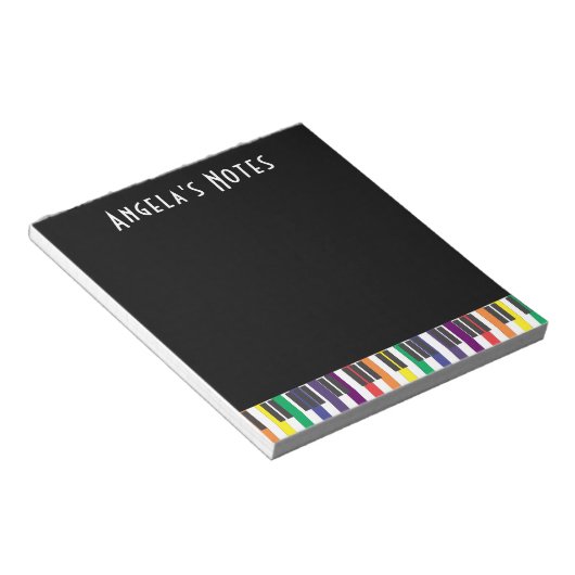 Rainbow Piano Keys on Black Notizblock (angewinkelt)