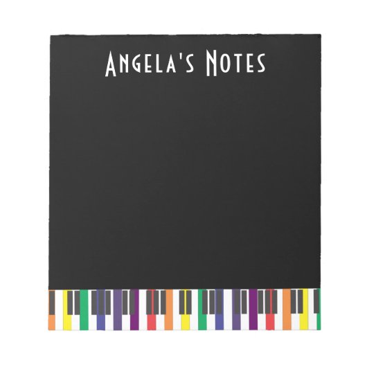 Rainbow Piano Keys on Black Notizblock (Vorderseite)
