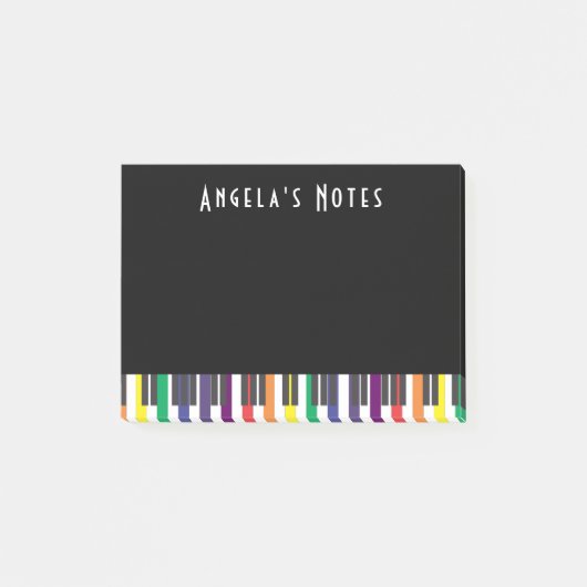 Rainbow Piano Keys on Black Post-it Klebezettel (Vorderseite)
