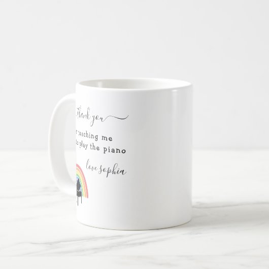 Rainbow Piano Music Teacher Apprecife Geschenk Kaffeetasse (Vorderseite Links)