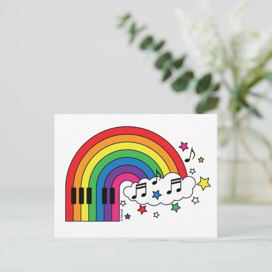 Rainbow Piano Postkarte (Stehend Vorderseite)