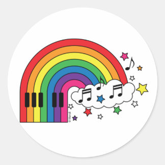 Rainbow Piano Runder Aufkleber