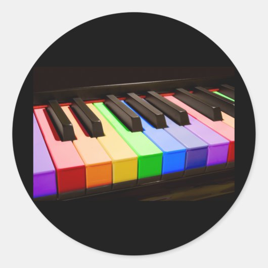 Rainbow Piano Runder Aufkleber (Vorderseite)