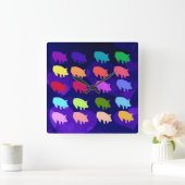 Rainbow Pigs Quadratische Wanduhr (Zuhause)