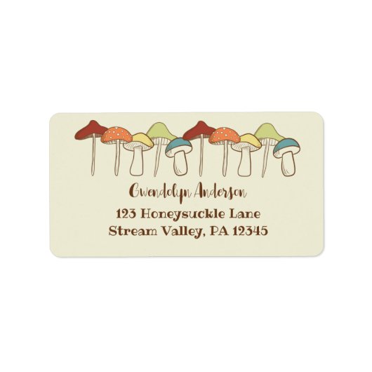 Rainbow Pilze Toadstocker Rücksendeadresse Adressaufkleber (Vorne)
