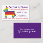 Rainbow Piñata Party Eventplanung Visitenkarte (Vorne/Hinten)