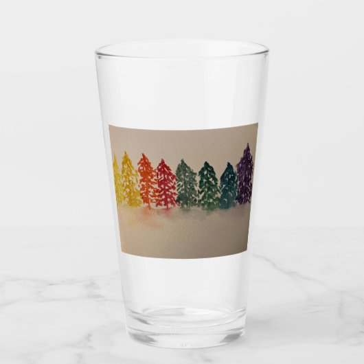 Rainbow Pine Trees Glass Cup Glas (Vorderseite)