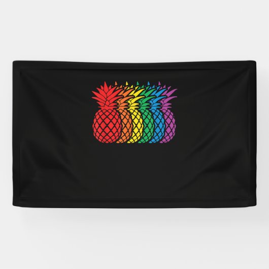 Rainbow Pineapples Aloha Hawaiian Gay Pride Monat Banner (Horizontal)