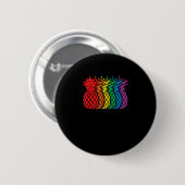 Rainbow Pineapples Aloha Hawaiian Gay Pride Monat Button (Vorne & Hinten)