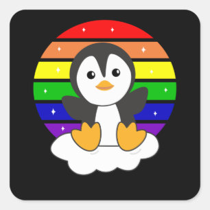 Rainbow Pinguin Sweet Pinguine für Kinder Quadratischer Aufkleber