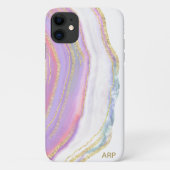 *~* Rainbow Pink Agate Gold Glitzer Pastell Case-Mate iPhone Hülle (Rückseite)
