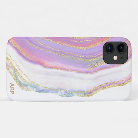 *~* Rainbow Pink Agate Gold Glitzer Pastell Case-Mate iPhone Hülle (Rückseite (Horizontal))