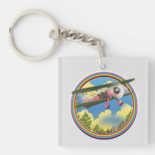 Rainbow Pink Bi Flugzeug Logo Schlüsselanhänger