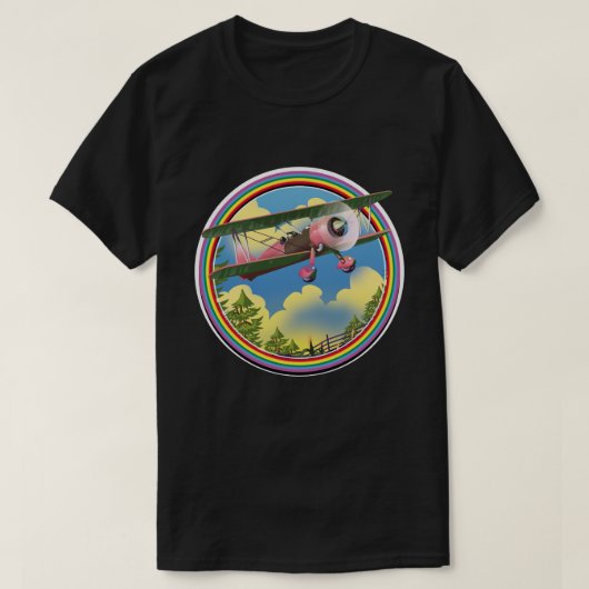 Rainbow Pink Bi Flugzeug Logo T-Shirt (Design vorne)