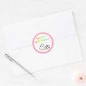 Rainbow&Pink Birthday Classic Round Sticker (Umschlag)