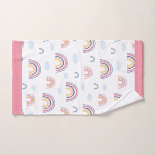 Rainbow Pink Blue Yellow Boho Spaß Girly Badezimme Badhandtuch Set (Handtuch)
