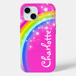 Rainbow-Pink-Girls-individuelle Name iPhone 15 Hülle