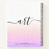 Rainbow Pink Glitzer Girly Ombre Sketchbook Name Notizblock (Rückseite)