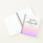 Rainbow Pink Glitzer Girly Ombre Sketchbook Name Notizblock (Innenseite)